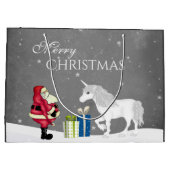 Cute Santa en Unicorn Merry Kerstmis Groot Cadeauzakje (Achterkant)