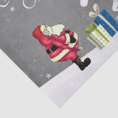 Cute Santa en Unicorn Merry Kerstmis Tissuepapier (Detail)