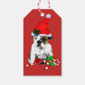 Cute Santa English Bulldog kerstcadeaus Cadeaulabel (Achterkant)