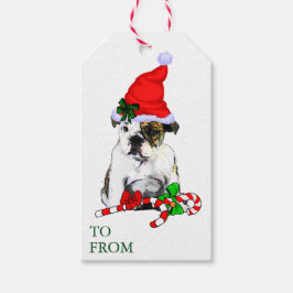 Cute Santa English Bulldog kerstcadeaus Cadeaulabel