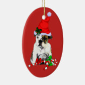 Cute Santa English Bulldog Kerstmis Keramisch Ornament (Rechts)