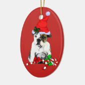 Cute Santa English Bulldog Kerstmis Keramisch Ornament (Links)