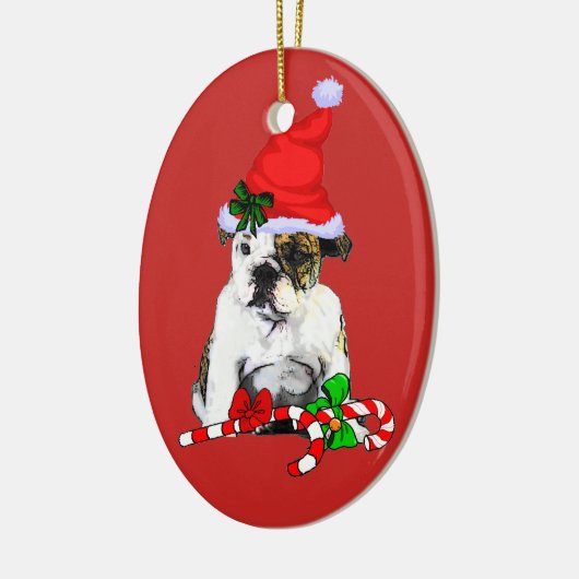 Cute Santa English Bulldog Kerstmis Keramisch Ornament (Links)