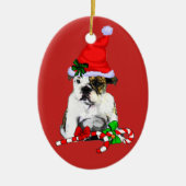 Cute Santa English Bulldog Kerstmis Keramisch Ornament (Voorkant)