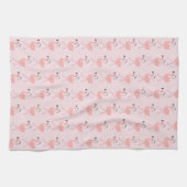 Cute Santa Flamingo patroon - Roze Kerstmis Theedoek (Horizontaal)