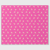 Cute Santa Flamingos Pattern Hot Pink kerst Cadeaupapier (Vlak)