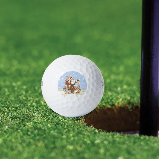 Cute Santa Folk Art Kinder kerstsnowflakes Golfballen