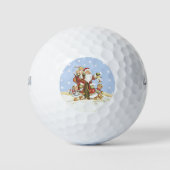 Cute Santa Folk Art Kinder kerstsnowflakes Golfballen (Voorkant)