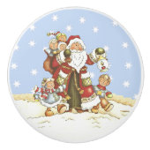 Cute Santa Folk Art Kinder kerstsnowflakes Keramische Knop (Voorkant)