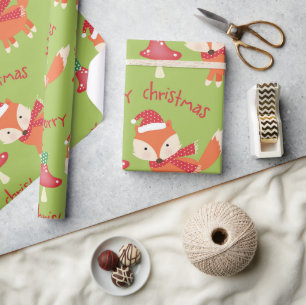 Cute Santa Fox Merry kerst Cadeaupapier