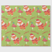Cute Santa Fox Merry kerst Cadeaupapier (Vlak)