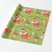 Cute Santa Fox Merry kerst Cadeaupapier (Uitgerold)