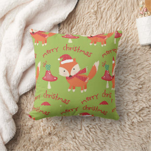 Cute Santa Fox Merry kerst Kussen