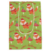 Cute Santa Fox Merry kerst Medium Cadeauzakje (Achterkant)