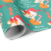 Cute Santa Fox Persoonlijke Kerstmis Cadeaupapier (Rol Hoek)