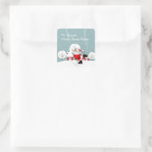 Cute Santa Gift | Gepersonaliseerd Vierkante Sticker (Tas)