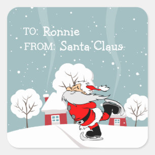Cute Santa Gift Gepersonaliseerd Vierkante Sticker