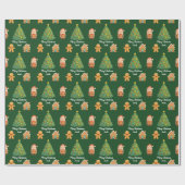 Cute Santa Gingerbread Christmas Pattern Cadeaupapier (Vlak)