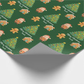 Cute Santa Gingerbread Christmas Pattern Cadeaupapier (Hoek)