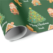 Cute Santa Gingerbread Christmas Pattern Cadeaupapier (Rol Hoek)
