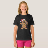 Cute Santa Gingerbread Cookie Christmas Kids T-shirt (Voorkant volledig)