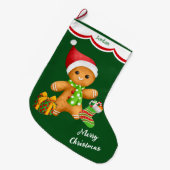 Cute Santa Gingerbrood Man Grote Kerstsok (Voorkant (Hangend))