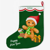 Cute Santa Gingerbrood Man Grote Kerstsok (Achterkant)