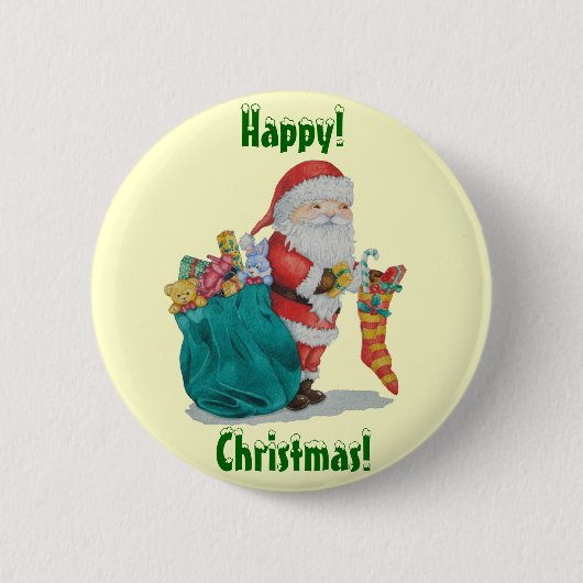 Cute santa glimlacht met de kerstknop van de press ronde button 5,7 cm (Voorkant)