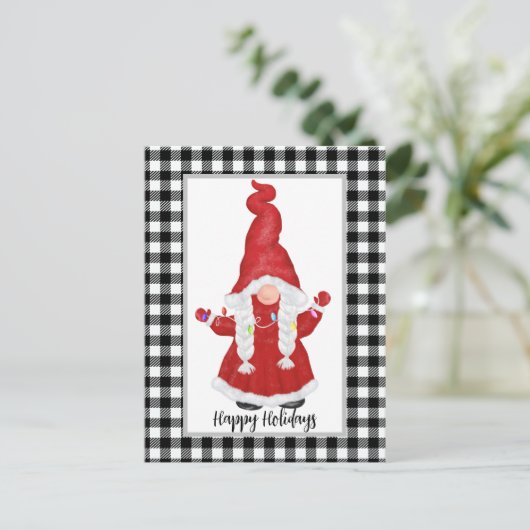 Cute Santa Gnome  Holiday Kaart (Staand voorkant)