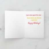 Cute Santa Gold Star Kerstkerstkerstkerstkerstkers Feestdagen Kaart (Binnen)