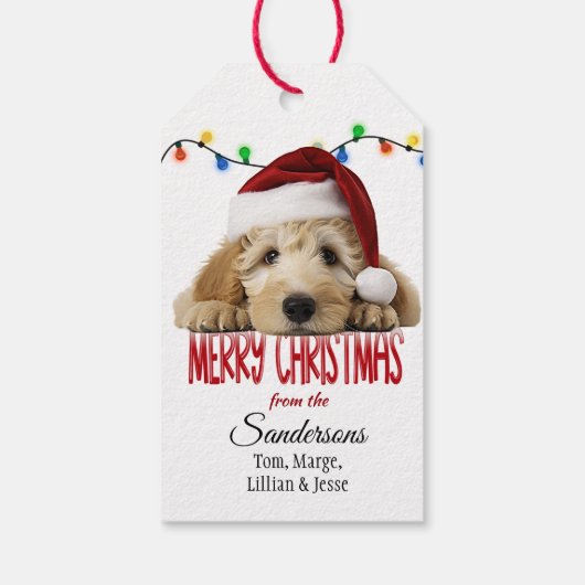 Cute Santa Goldendoodle Christmas Cadeaulabel (Achterkant)