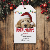 Cute Santa Goldendoodle Christmas Cadeaulabel