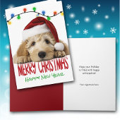Cute Santa Goldendoodle Christmas Card Feestdagen Kaart