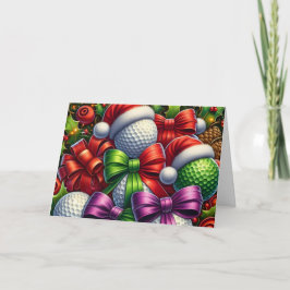 Cute Santa Golf Balls Christmas Holiday Card Feestdagen Kaart