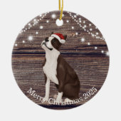 Cute Santa Hat Boston Terrier Kerstmis Keramisch Ornament (Voorkant)