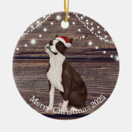 Cute Santa Hat Boston Terrier Kerstmis Keramisch Ornament