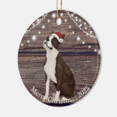 Cute Santa Hat Boston Terrier Kerstmis Keramisch Ornament (Links)