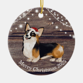 Cute Santa Hat Corgi Kerstmis Keramisch Ornament