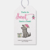Cute Santa Hat Dog Hier is een Treat Kerstmis Cadeaulabel (Voorkant)
