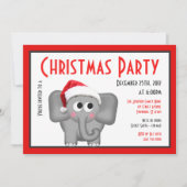 Cute Santa Hat Elephant - kerstuitnodigingen Kaart (Voorkant)
