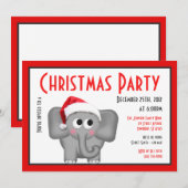 Cute Santa Hat Elephant - kerstuitnodigingen Kaart (Voorkant / Achterkant)