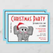 Cute Santa Hat Elephant - kerstuitnodigingen Kaart (Voorkant / Achterkant)