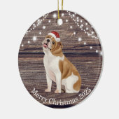 Cute Santa Hat English Bulldog Kerstmis Keramisch Ornament (Links)
