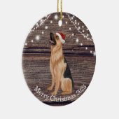 Cute Santa Hat German Shepherd Kerstmis Keramisch Ornament (Rechts)