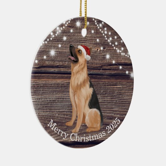 Cute Santa Hat German Shepherd Kerstmis Keramisch Ornament (Rechts)