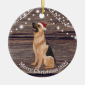Cute Santa Hat German Shepherd Kerstmis Keramisch Ornament (Voorkant)