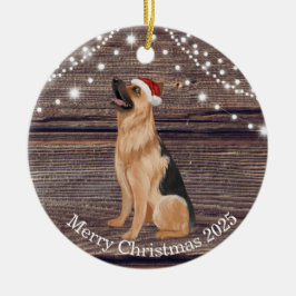 Cute Santa Hat German Shepherd Kerstmis Keramisch Ornament