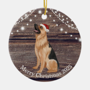 Cute Santa Hat German Shepherd Kerstmis Keramisch Ornament