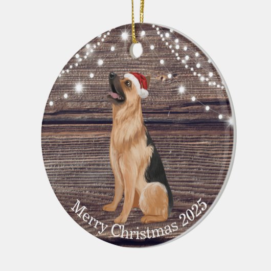Cute Santa Hat German Shepherd Kerstmis Keramisch Ornament (Links)