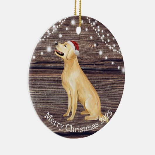 Cute Santa Hat Golden Retriever Kerstmis Keramisch Ornament (Rechts)